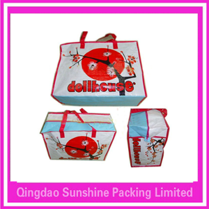 reusable PP woven shopping zipper bag