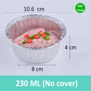 230 ML Round Aluminum Foil Pans (No lids), Foil Pans for Baking, Cooking, Aluminum Disposable Pans, Muffin Ramekin Utility Souffle Cup -100 Pack