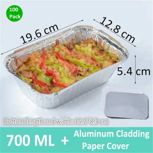 [100 Pack] Deep Steam Table Pans, Aluminum Pans with Lids, Aluminum Tins Baking, Takeout and Catering Aluminum Pans (700 ML), Foil Pans with Lids for Freezing, Heating, Storing, Prepping Food