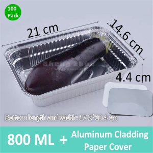 [100 Pack] Aluminum Pans for Toaster Oven with Lids (800 ML), Aluminum Foil Pans Disposable, Aluminum Pans for BBQ, Parties, Aluminum Roasting Pans Disposable