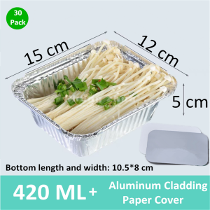 [30 Pack] Aluminum Pans with Lids, Aluminum Tins for BBQ, Baking, Aluminum Foil Pans for Cooking, Storing (420 ml)