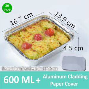 [30 Pack] Aluminum Pans with Lids, Aluminum Foil Pans for Baking, Aluminum Disposable Pans for Parties, Deep Steam Table Pans (600 ML)