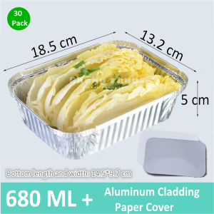 Aluminum Foil Pans with Plastic Transparent Lids [30 Pack], Deep Steam Table Pans, Aluminum Pans Disposable for Cooking, Foil Pans for Parties, BBQ, Catering, Baking (680 ml)