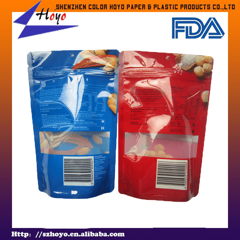 Recyclable With FDA Certificated Plastic Packaging For Nuts Zipper Bag With Side Gusset/.