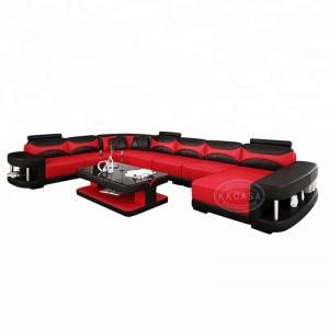 Modern Style Living Room Sectional Leather Sofa Set With Coffee Table