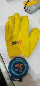 Knit Wrist,Cotton Jersey liner with latex wave crinkle finished fully coating glove Knit Wrist,Cotton Jersey liner with latex wave crinkle finished fully coating glove