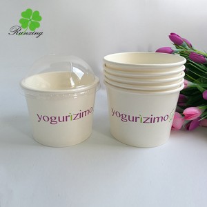 Custom printed plastic coated soup cup with paper lid