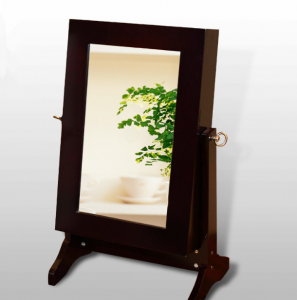 Wooden Tabletop Jewellery Cabinet Jewel Storage Mini Mirror