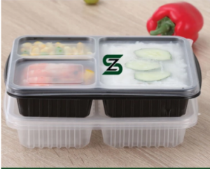 BPA free 3 compartment durable Plastic food meal prep bento container