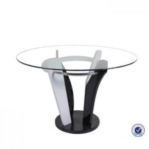 Modern tempered glass top marble base dining table