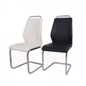 Made in China standerd size metal leg white leather dining room chair