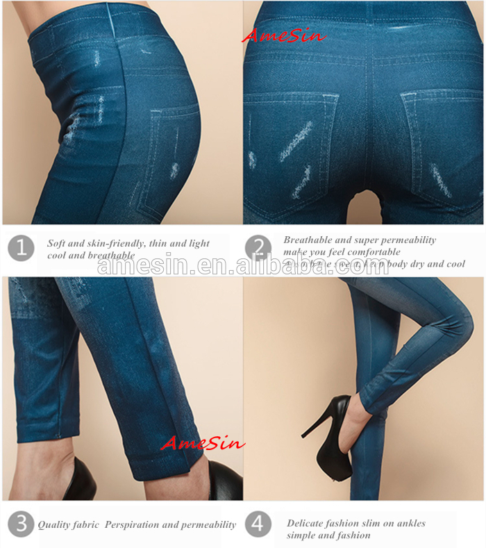 AMESIN YK06 Elastic Waist Stretch Jeans Wholesale Price Blue Skinny Jeans