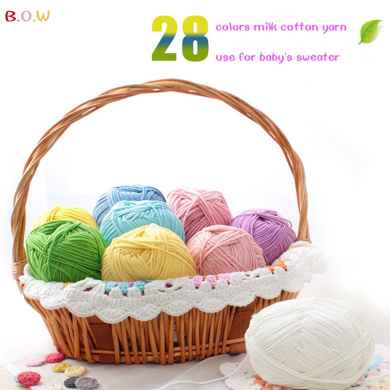 wholesale stock new products crochet yarn 6ply milk cotton yarn hand knitting yarn for baby's fancy carpets, scarf