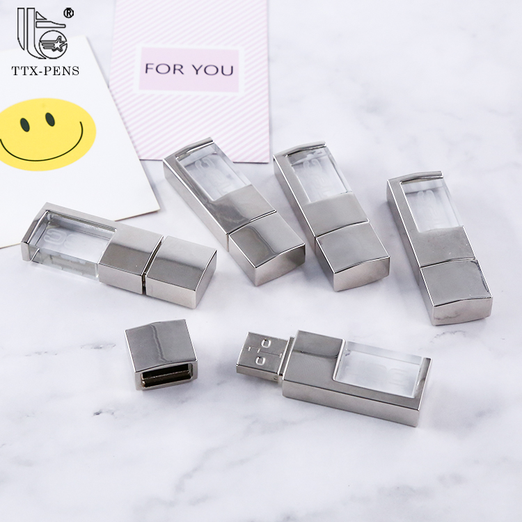 Customized LOGO Glass crystal USB 2.0 pen drive Memory Flash Stick 8GB U disk