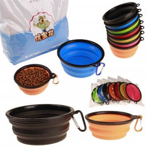Wholesale Custom LOGO Travel Collapsible Pet Water Food Bowls Silicone Dog Bowl