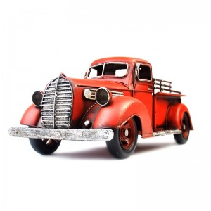 Nostalgia Iron Vintage Red Truck Diecast Decor Craft Childhood Toy Gift Antique Truck Model Decoration