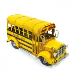 Handmade Classic School Bus Big Size Tinplate Vintage Metal Antique Bus Model