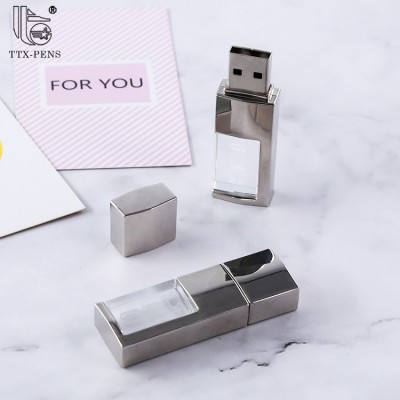 Customized LOGO Glass crystal USB 2.0 pen drive Memory Flash Stick 8GB U disk