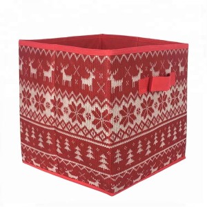 2018 OEM Custom Logo Foldable Non Woven Red Christmas Storage Boxes