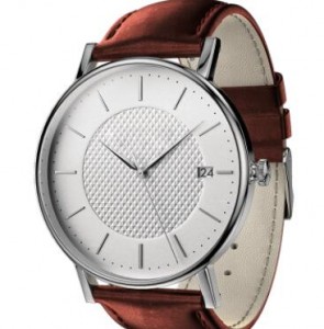 Wine Red Leather Strap Big Dial Watch Quartz Wrist Man Watch