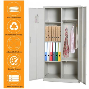 Low Price 2 Door Steel Bedroom Wardrobe Design / Metal Clothes Cabinets