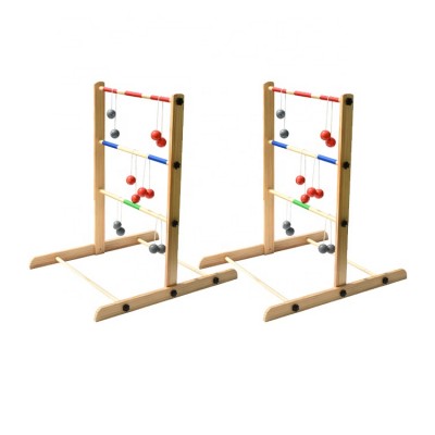 Solid Wood Rack Double Ladder ball Toss Game