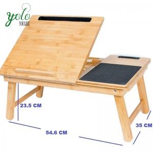 Bamboo Laptop Desk With Phone Tablet Holder And Black Mouse Mat for sale