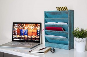 Rustic Wall Mounted Magazine Holder, Wood Document Filing Organizer for Home or Office