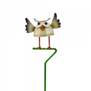 PE coated metal cute owl garden stake holder connectors
