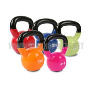 New custom colorful pvc coated contoured vinyl coated kettlebell