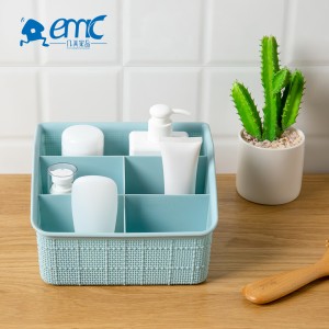 Small 5 compartments plastic table storage box