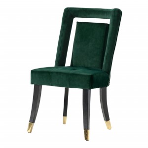Modern factory dingzhi furniture latest design copper nail velvet hollow dining chair