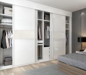 New Design Sliding Door Modern Wooden White Wardrobe