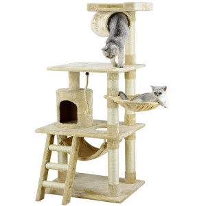 Domestic Delivery Big Cat Tree Tower Condo Furniture Scratch Post Cat Jumping Toy with Ladder for Kittens Pet House Play