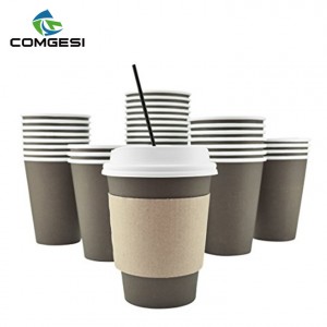 China best PLA PE paper coffee cups with lids and sleeve straw package customize supplier wholesale manufacture