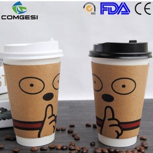 To Go Paper Coffee Cups_Double Wall Paper Cups Takeaway with Lids_8 oz 12 oz Insulation Paper Cups