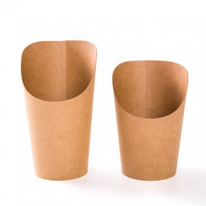 Customized disposable kraft paper French fries cup 14oz ice cream oblique eggs paper cup