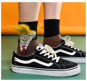 President Donald Trump Unisex Socks Funny Printed Adult Casual Crew Socks 3D Fake Hair Crew Socks Great Offer Hip Hop Skateboard