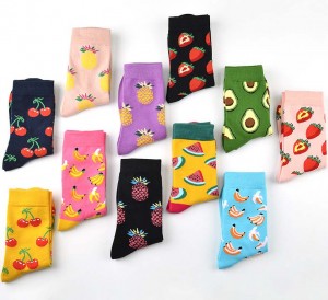 Cute Cartoon Fruit Print Avocado Banana Cherry Peach Girls Kawaii Socks Korean Harajuku Style Autumn Winter Socks