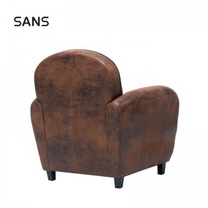 Amazon Hot sale Fauteuil Vintage Microfiber/Faux leather Marron Fabric Upholstered Armchair/Club Chair for Living room
