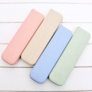 Natural ECO Friendly Material Spoon Fork Chopsticks Wheat Straw Cutlery Set With Box Case