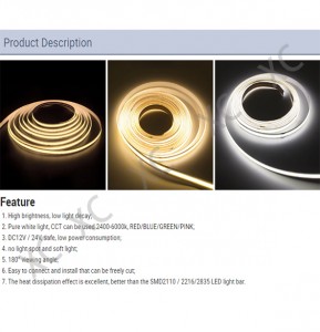 Hot selling flip chip flexible soft LED Fob / Cob led strip lights 10W/M Ra>90