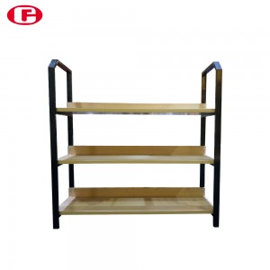 Wholesale High Quality Black 3 Layer Metal Frame And Particle Board Storage Goods floor stand Display Rack