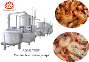Vacuum frying of breaded shrimps fryer