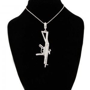 Silver Jewelry 925 Sterling Hiphop Necklace Cartoon Gun Latest Necklace Designs