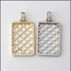 Necklace Hip Hop Zircon 925 Sterling Silver Jewelry Geometric Grid