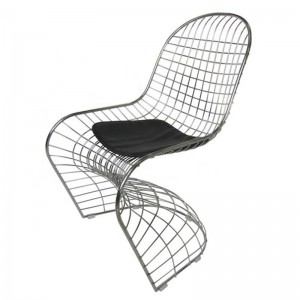 Morezhome high quality powder coated and chromed metal dining chair wire S shaped chair for indoor and outdoor