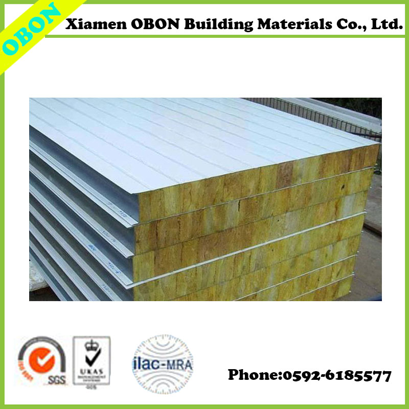 Place of Origin: Fujian, China (Mainland) Brand Name: OBON Model Number: QJFBT90L2270W610 Panel Material: Metal Type: EPS Sandwich Panels Effective Width: 1150mm/960mm/950mm Length: Can be customized Thickness of core insulation: 50mm,75mm,100mm,120mm,150mm Metal sheet thickness: 0.4~0.8mm Materials: PU, Color steel sheet Colors: Whitegrey,Sliver,Sea Blue,Red,etc,as required Density of Core Material: 36-45Kg/m³ Features: Soundproof, fireproof, waterproof Certifications: CE, ISO14001, ISO9001 Surface Texture and Appearance: Small wave,Flat,Embossment,Big rib,etc