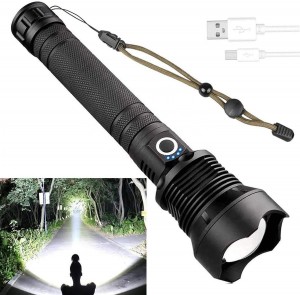 New XHP70.2 High Lumen flashlight USB rechargeable telescopic zoomable power display LED flashlights 5000 lumen hand torch light