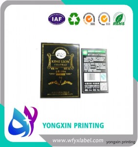 Top selling custom printing stickers paper red wine bottle label standard size